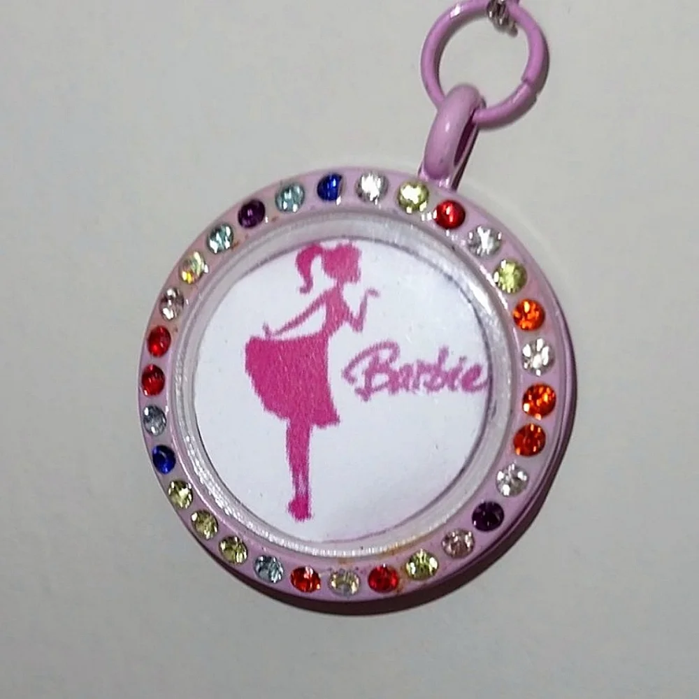 Pink Rhinestone Barbie Locket Necklace